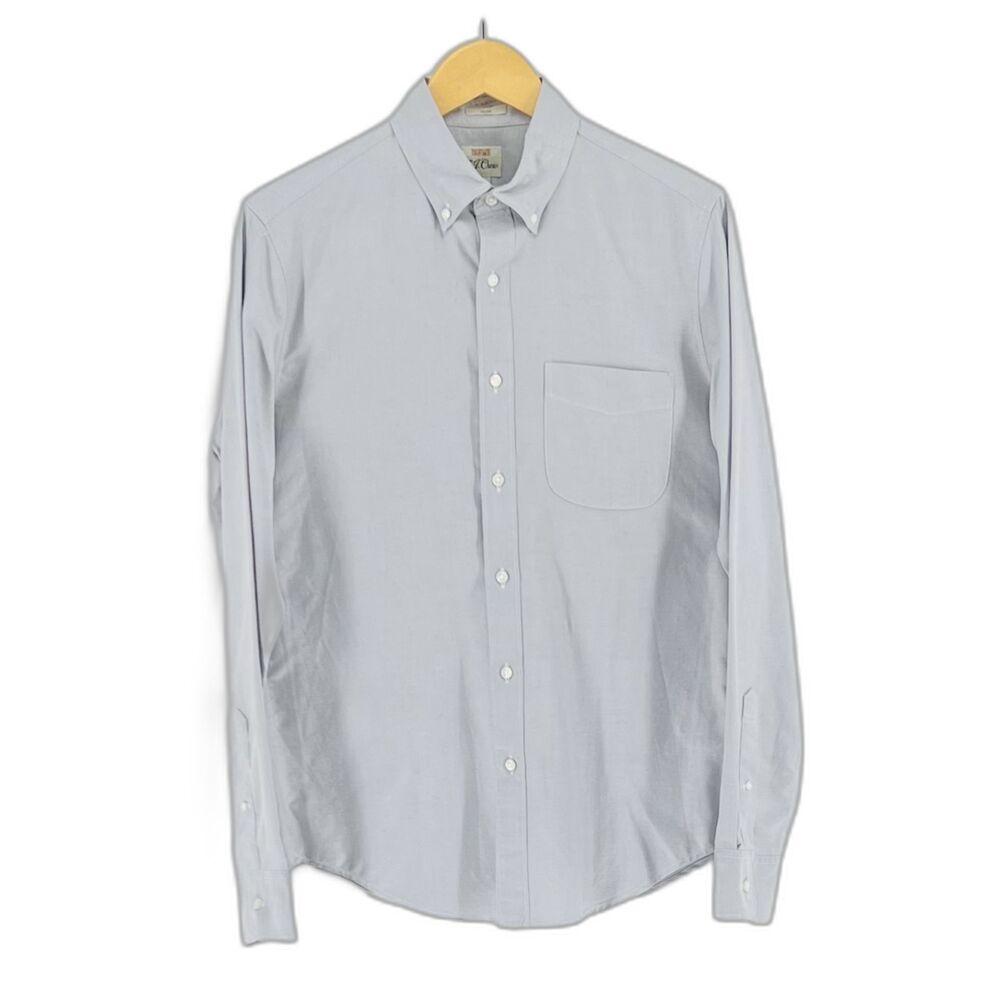 J.Crew Mens Oxford Shirt Small Gray Slim Fit Cotton Button Down Long Sleeve